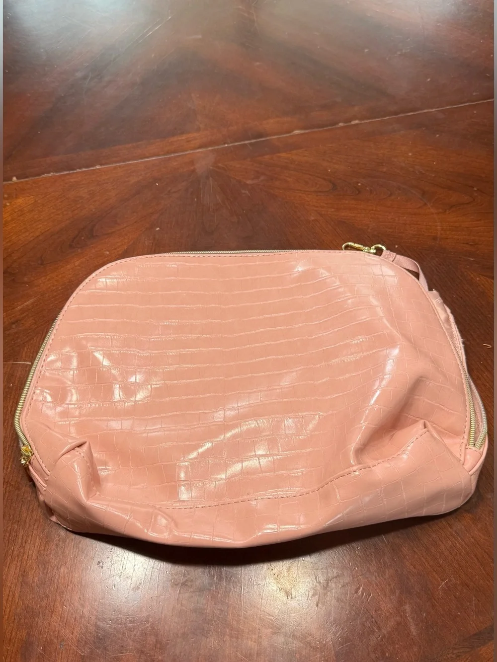 Vince Camuto Pink Croc-Embossed Cosmetic Pouch